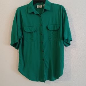 Vintage Separate Issue Women's Short Sleeve Button Down 80's Top Size Medium